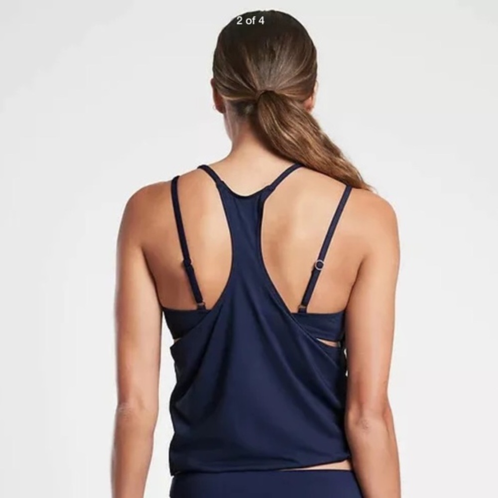 Athleta Seascape Blousy Tankini Dress Blue 34 B/C